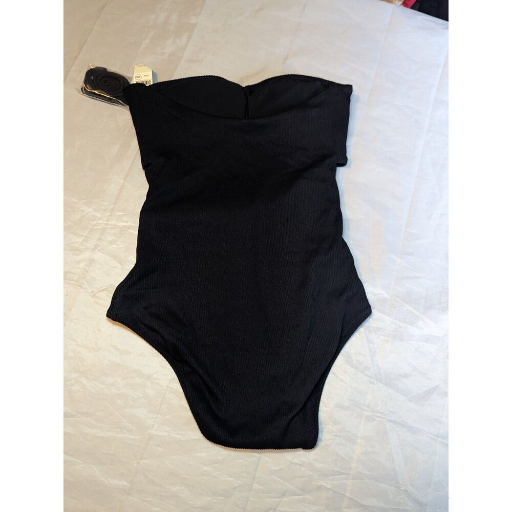 Aerie Women's Size Medium Black Ribbed NWT One Piece Full Coverage Swimsuit - Picture 8 of 15